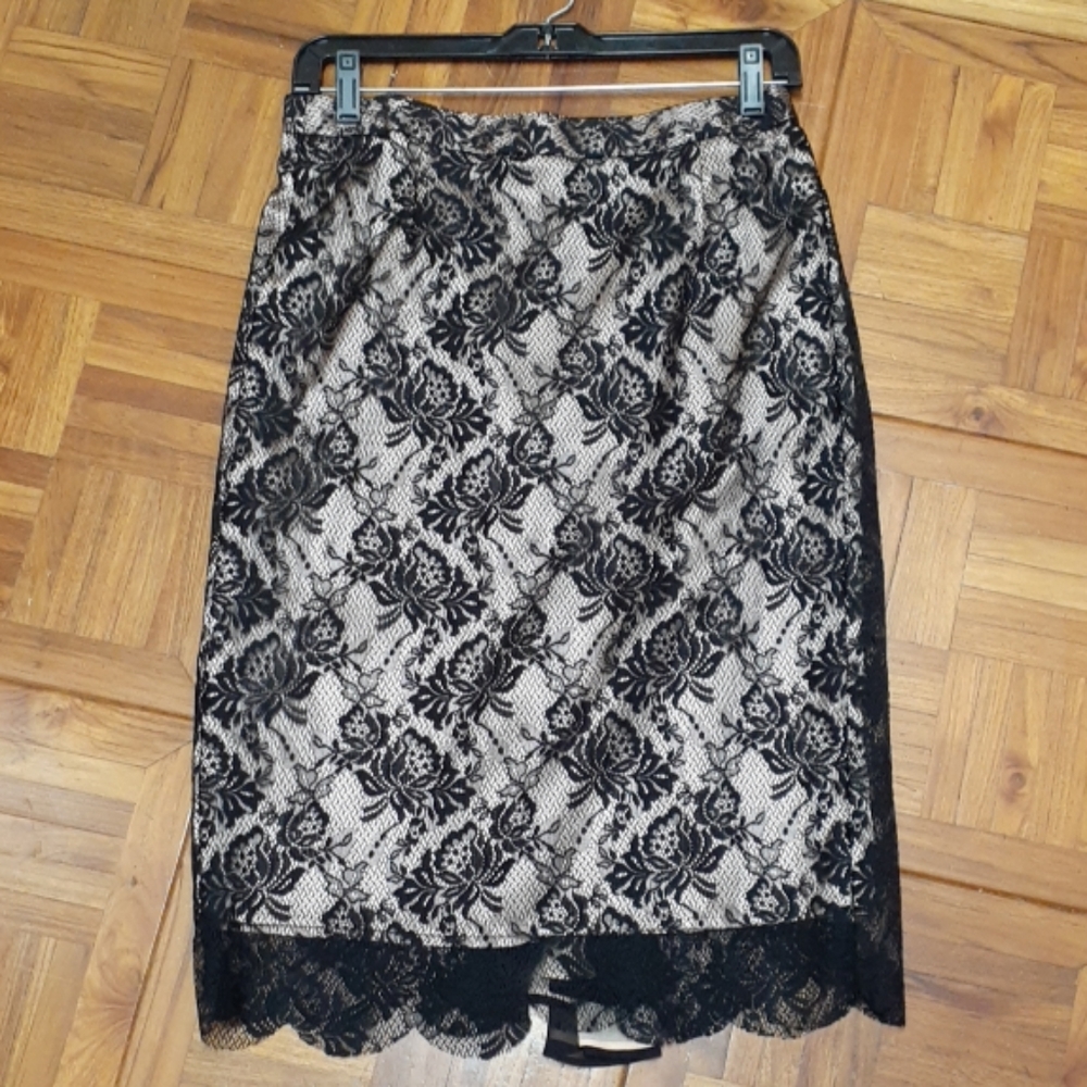 Intuition Lace Overlay Midi Skirt